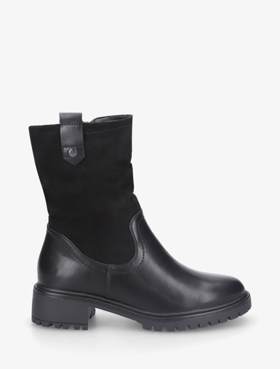 Bottines montantes bi-matière - Noir - 1