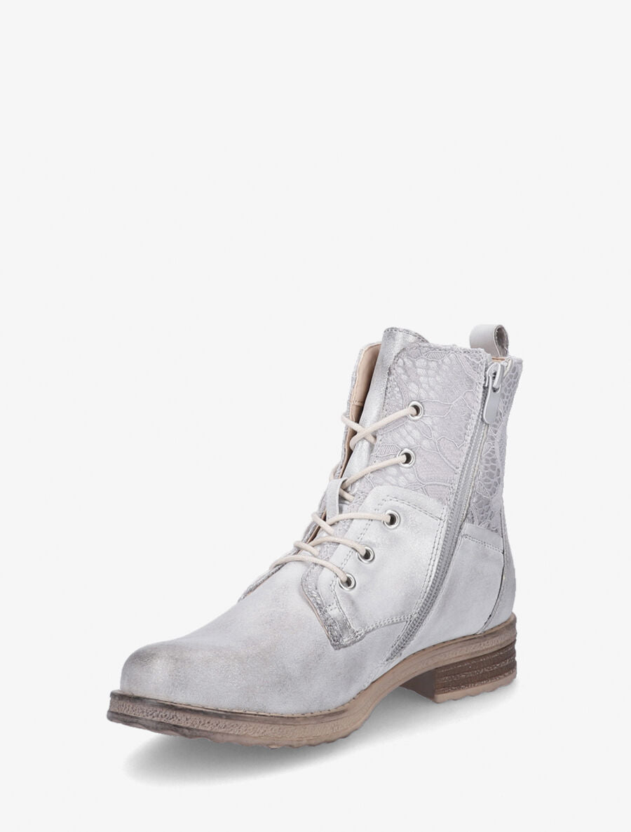 Bottines à lacets et dentelle - Argent - 3