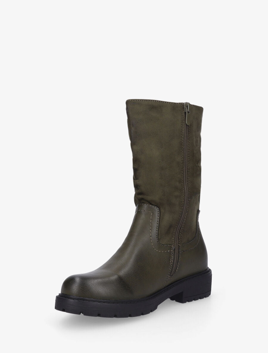 Bottines unies bi-matière - Kaki - 3