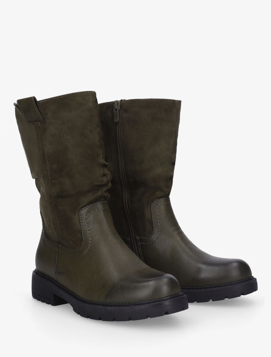 Bottines unies bi-matière - Kaki - 4