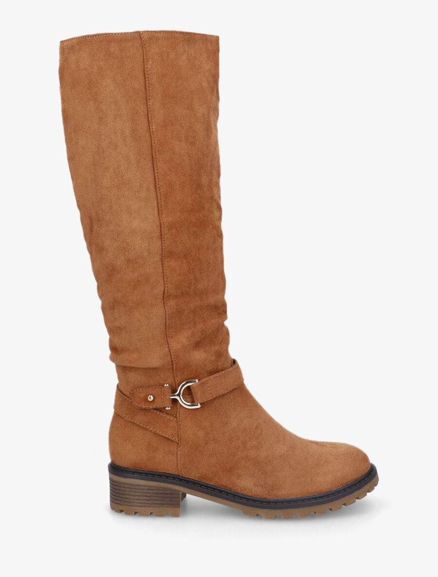 Bottes plates en suédine boucle fantaisie - Camel - 5