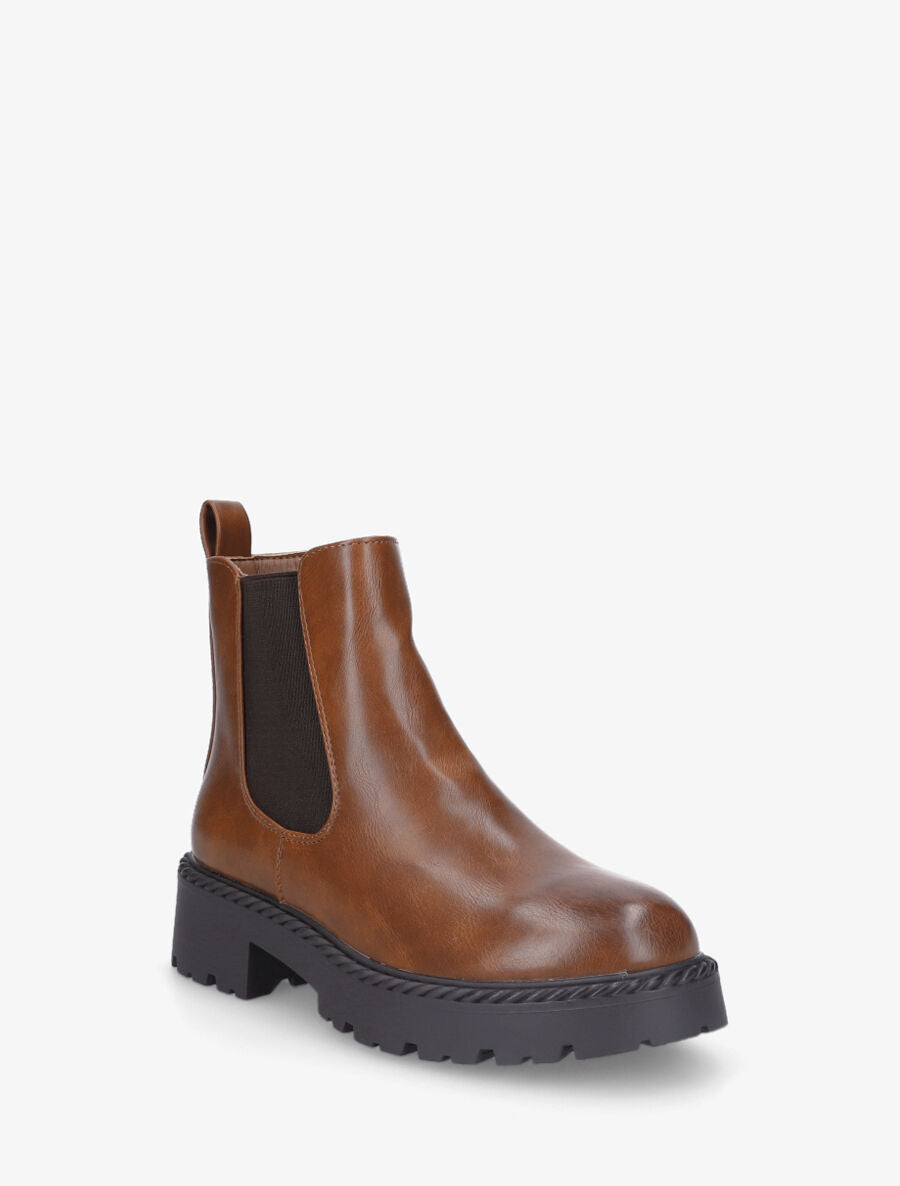 Bottines élastiquées à semelles crantées - Camel - 2