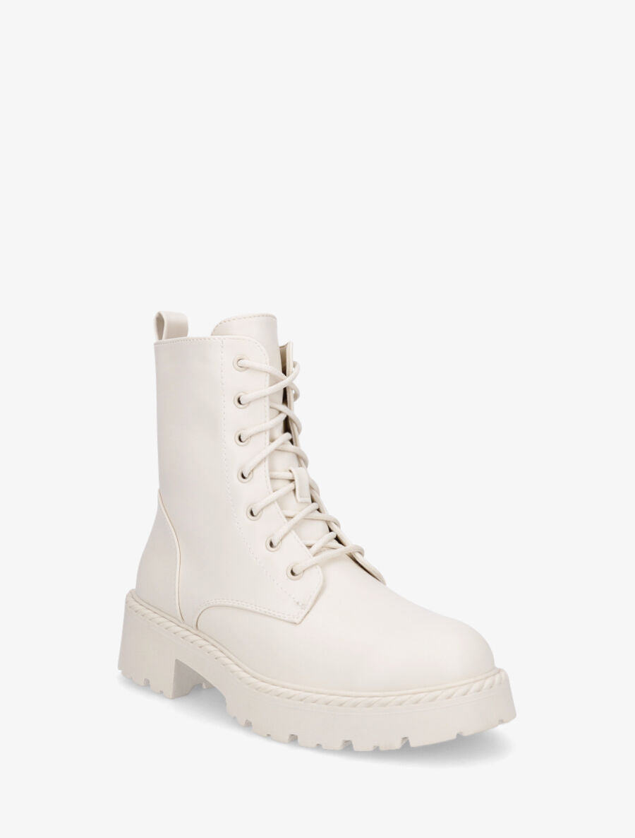 Bottines montantes à lacets - Beige - 2