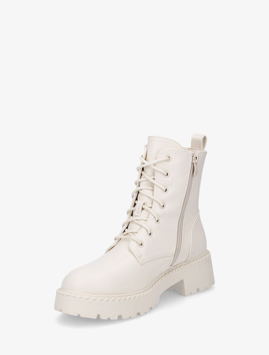 Bottines montantes à lacets - Beige - 3