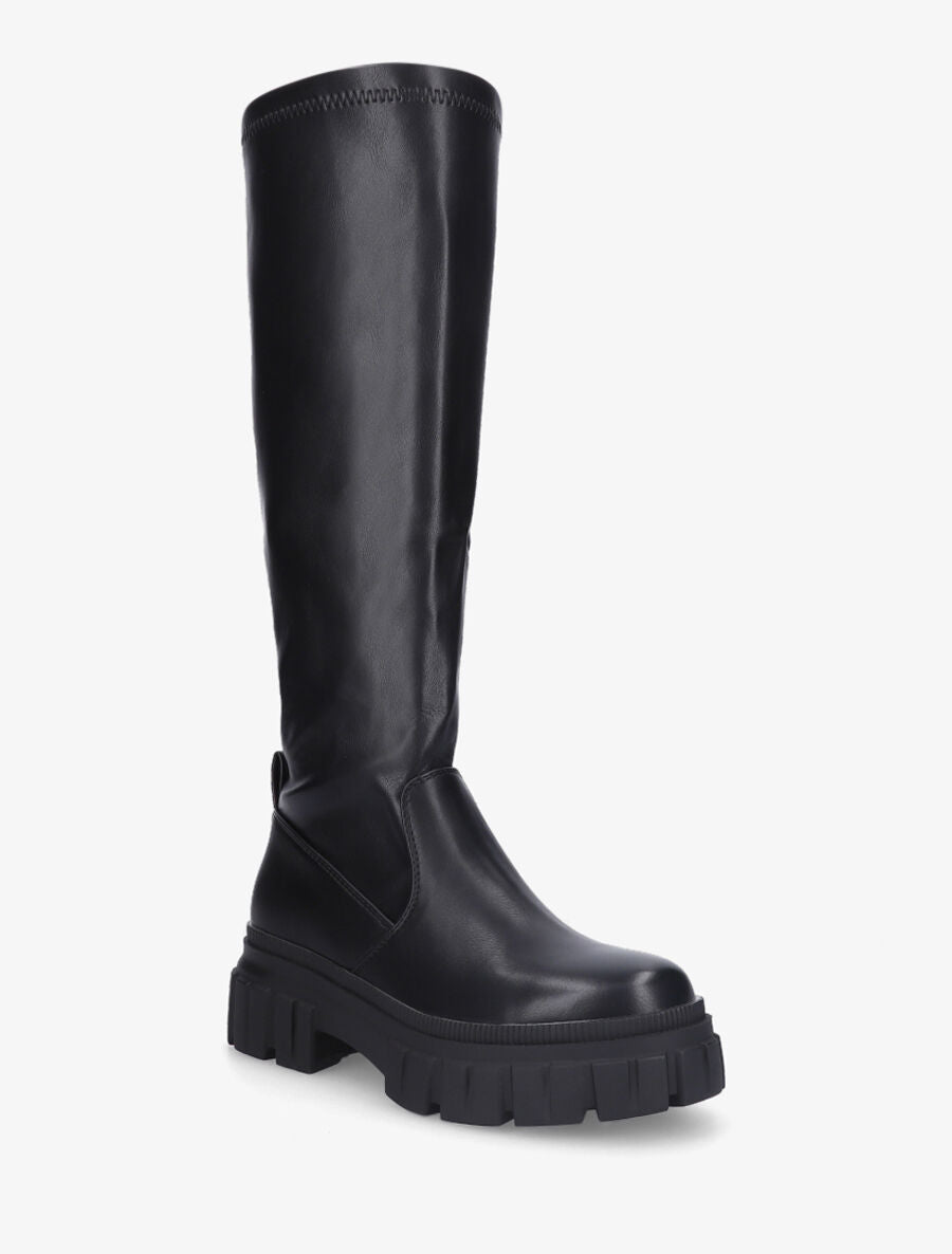 Bottes plates en simili à semelle crantée - Noir - 2