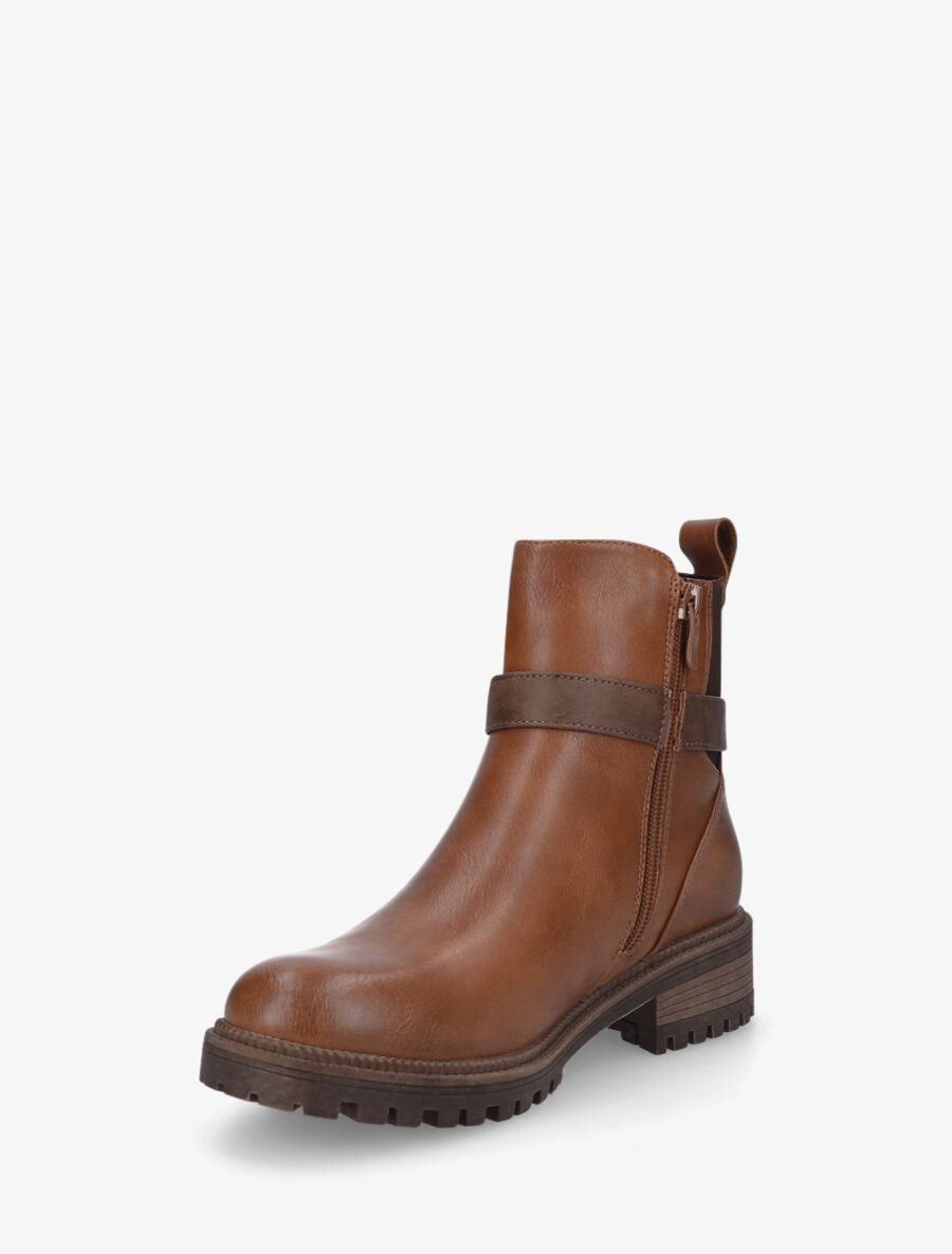 Bottines en simili à boucle - Camel - 3