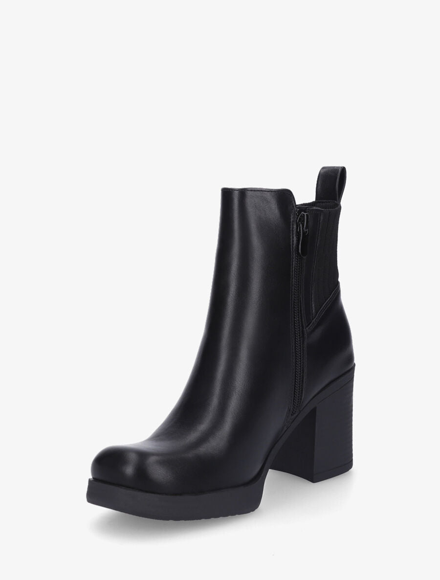 Bottines en simili et tissu côtelé - Noir - 3