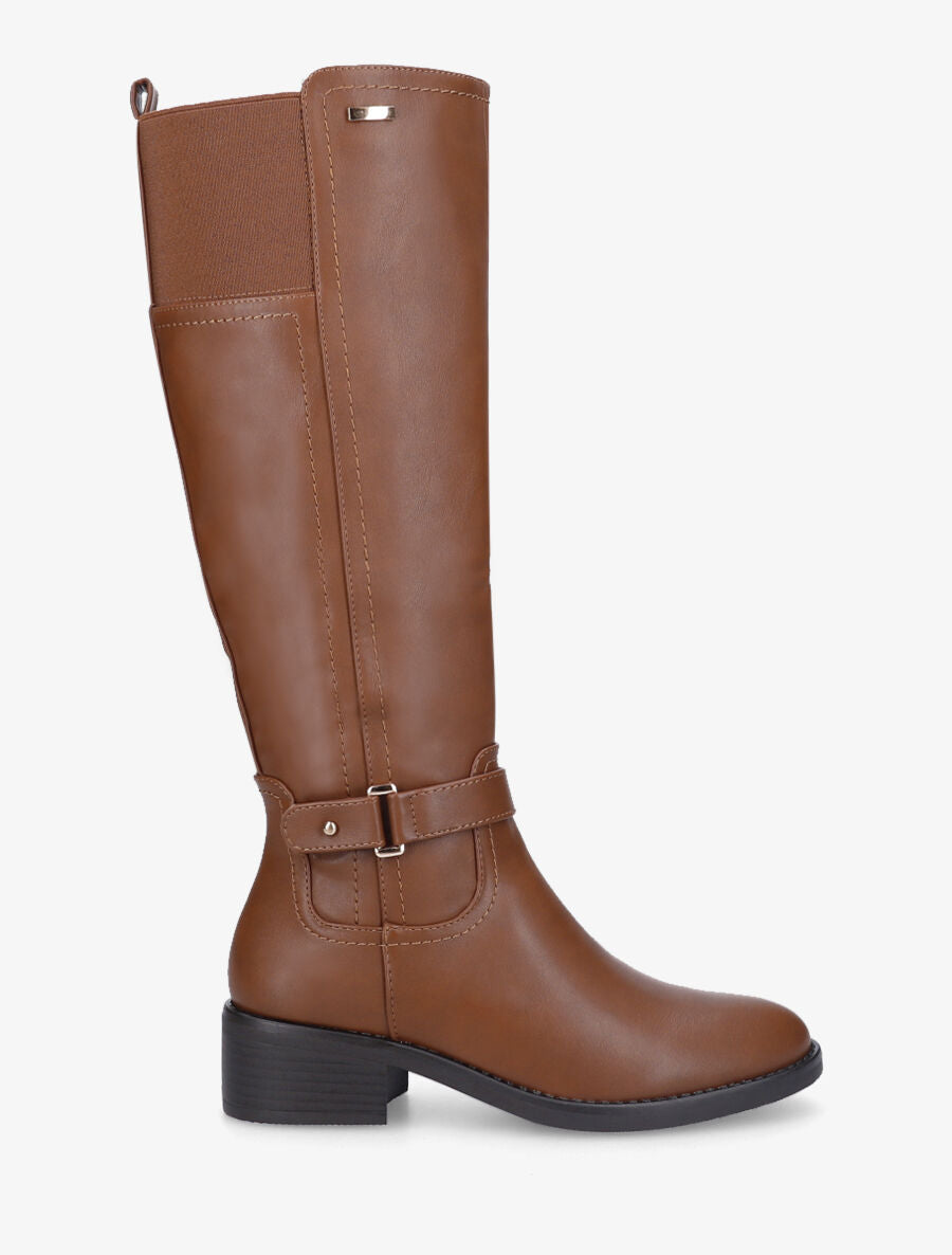 Bottes style cavalière en simili - Camel - 5