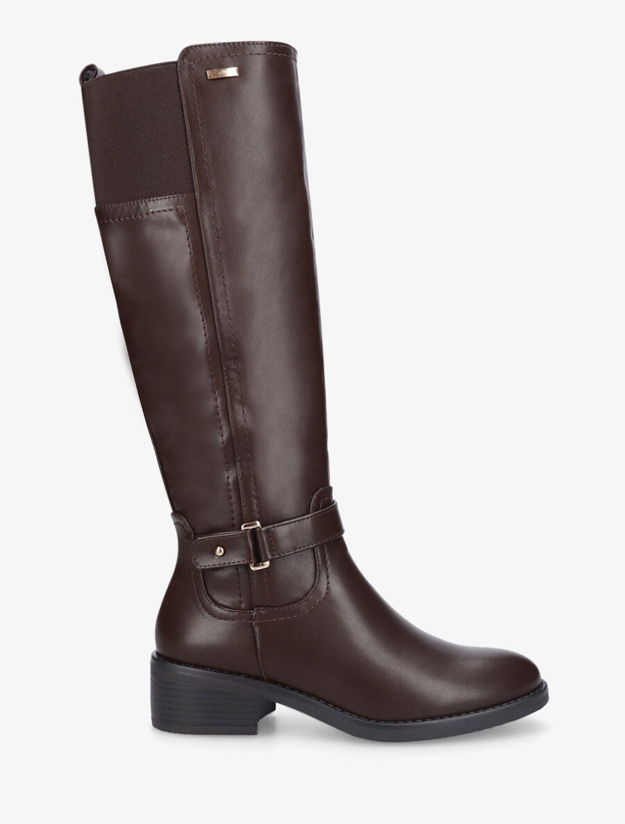 Bottes style cavalière en simili - Marron - 1