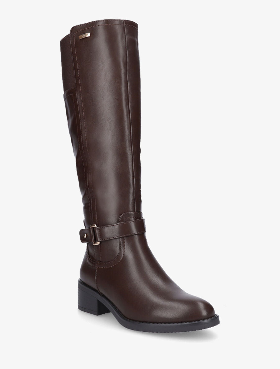 Bottes style cavalière en simili - Marron - 2