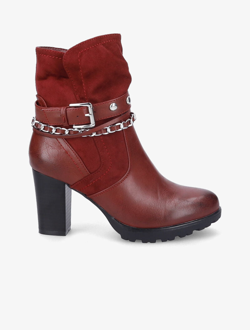 Bottines à talon et brides stylisées - Bordeaux - 2
