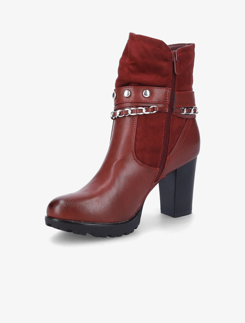 Bottines à talon et brides stylisées - Bordeaux - 4