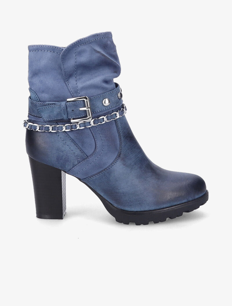 Bottines à talon et brides stylisées - Bleu - 1