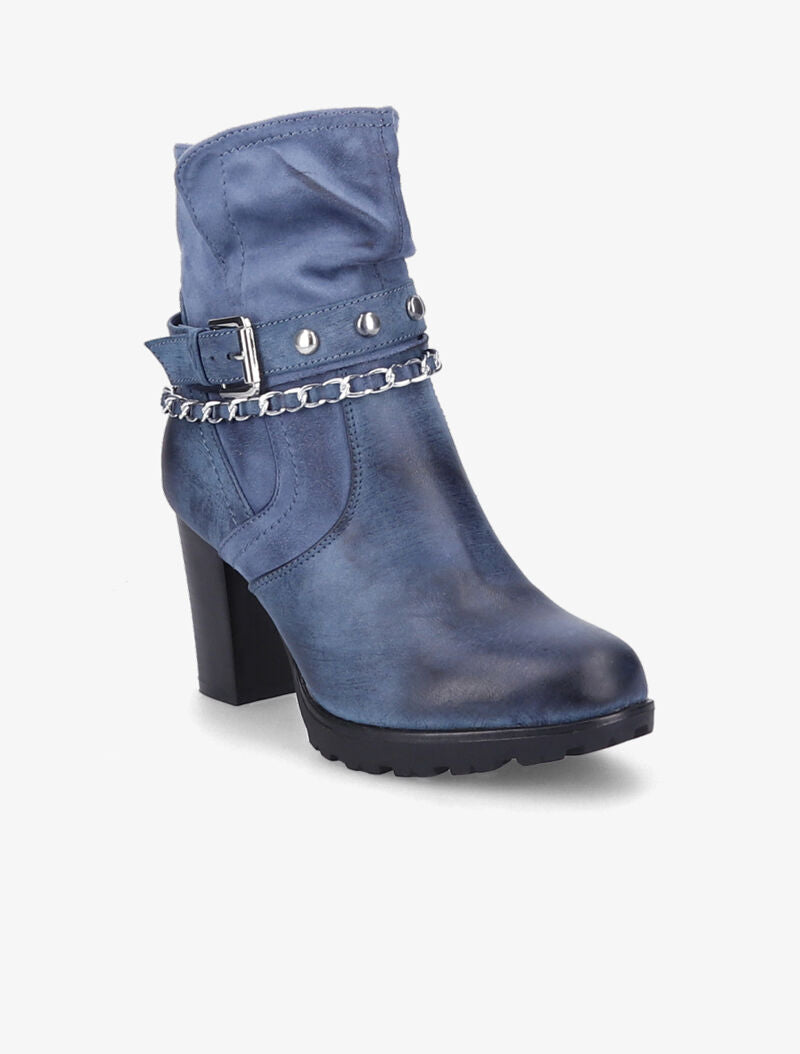 Bottines à talon et brides stylisées - Bleu - 2