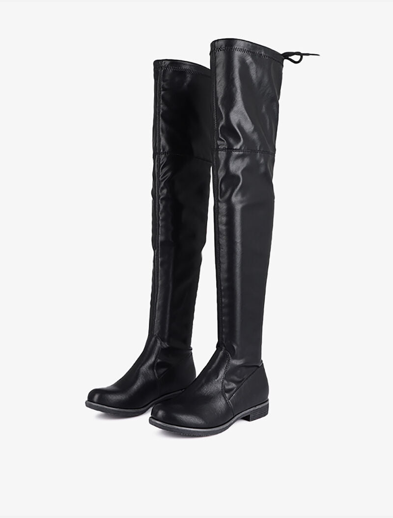 Cuissardes plates en simili - Noir - 1