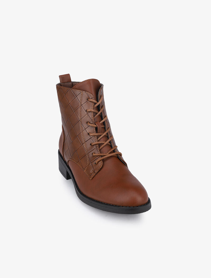 Bottines à motifs texturés - Marron - 3