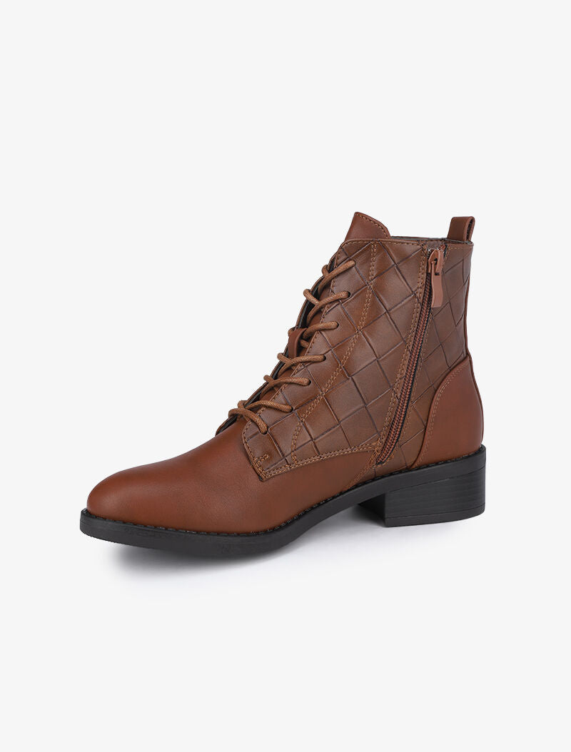 Bottines à motifs texturés - Marron - 4