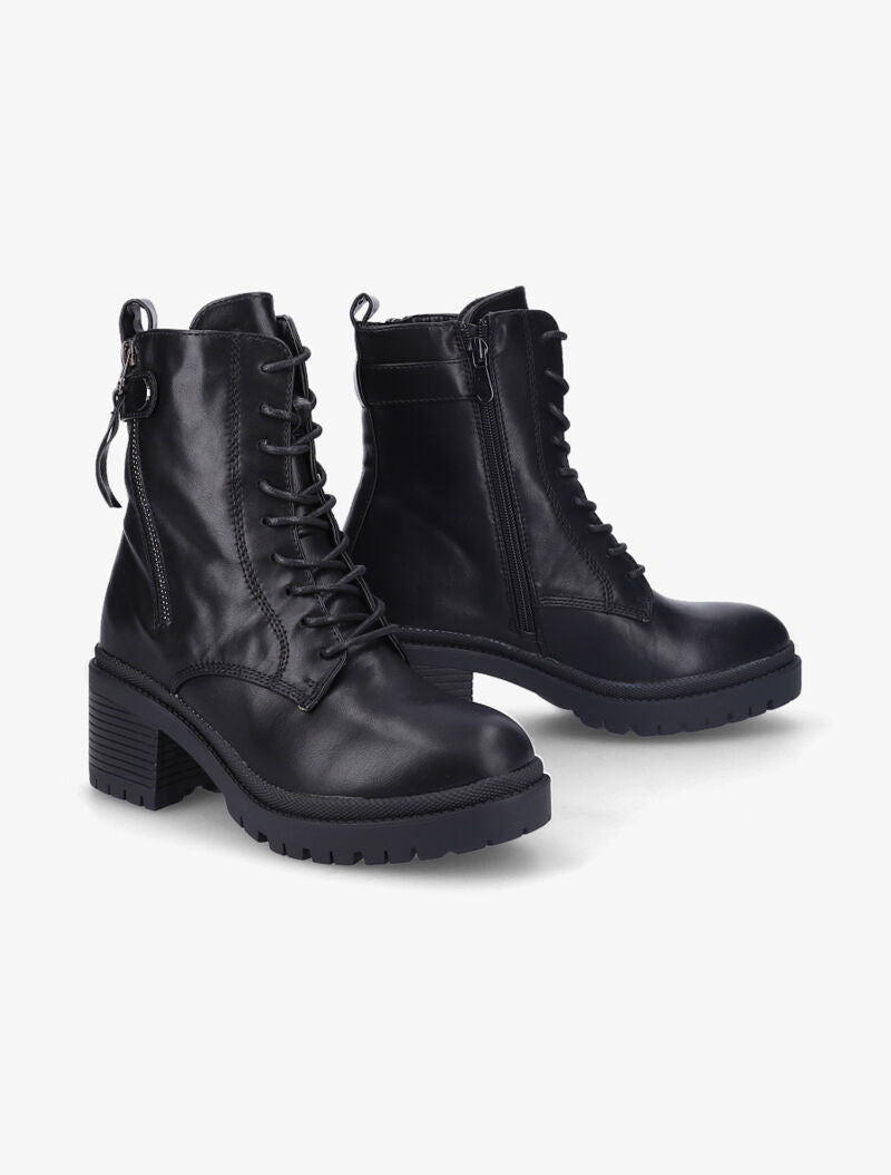 Bottines façon rangers à talon - Noir - 5