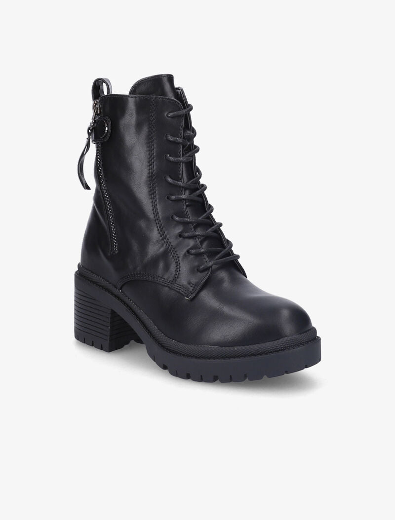 Bottines façon rangers à talon - Noir - 3