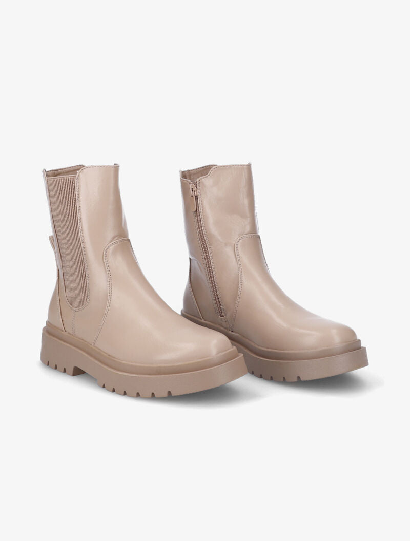 Bottines unies à ganse élastiquée côtelée - Taupe - 5