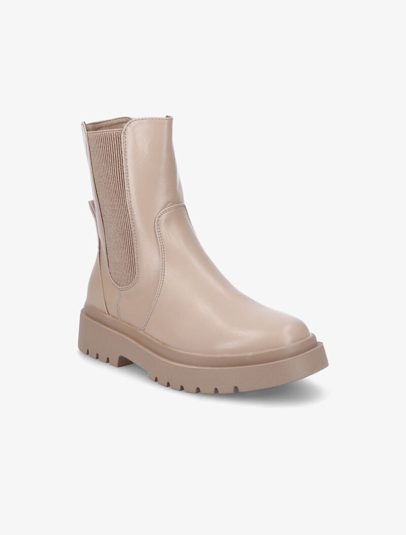 Bottines unies à ganse élastiquée côtelée - Taupe - 3