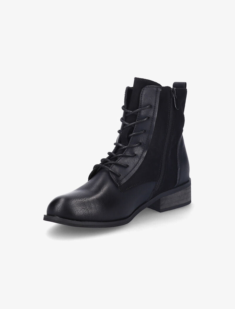 Bottines perforées à lacets et détail irisé - Noir - 4