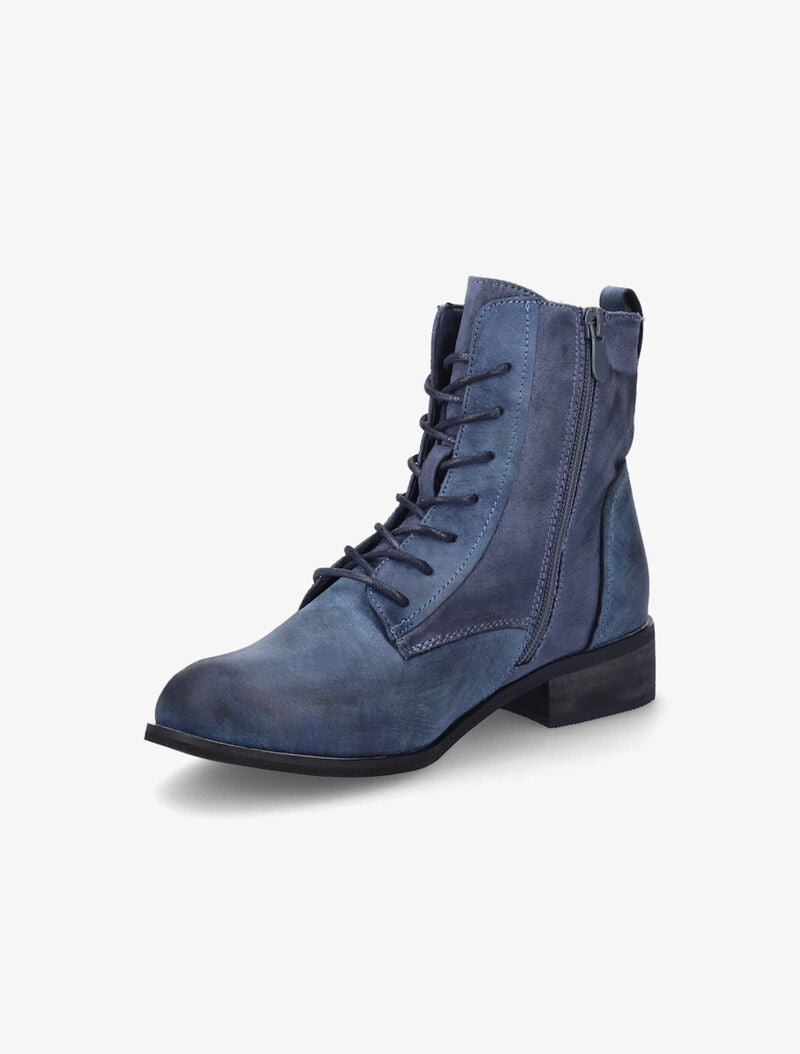 Bottines perforées à lacets et détail irisé - Bleu - 4