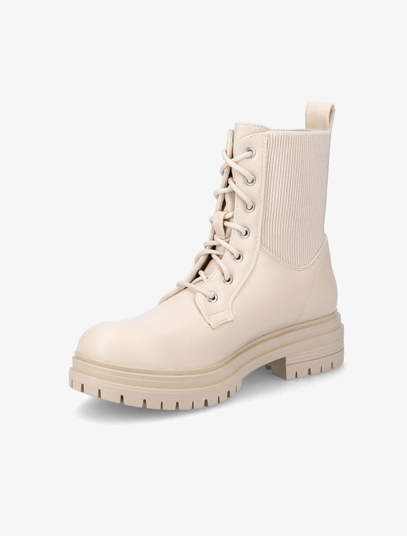 Bottines à ganses côtelées - Beige - 3