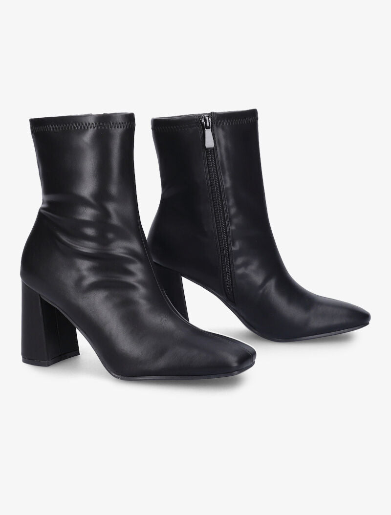 Bottines style chaussette à bouts carrés - Noir - 1