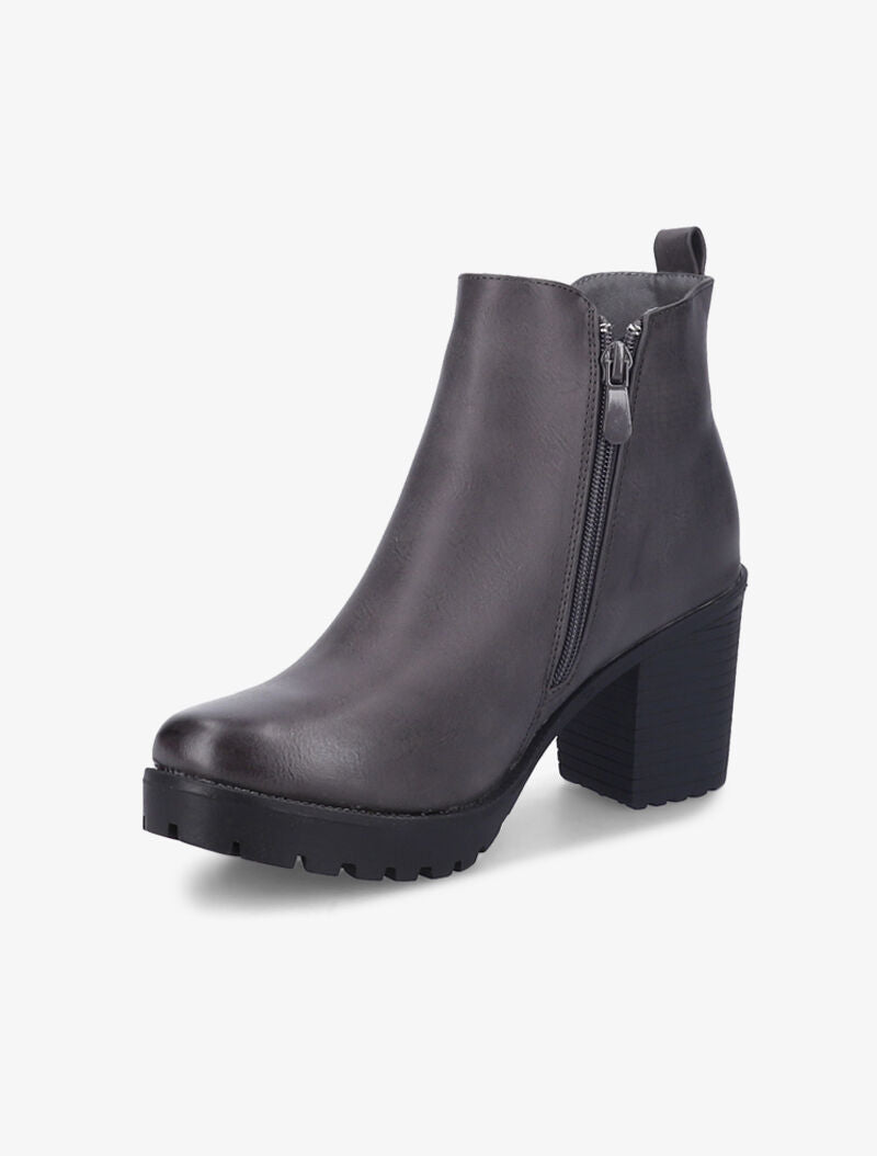 Bottines en simili à talon bloc - Gris - 4
