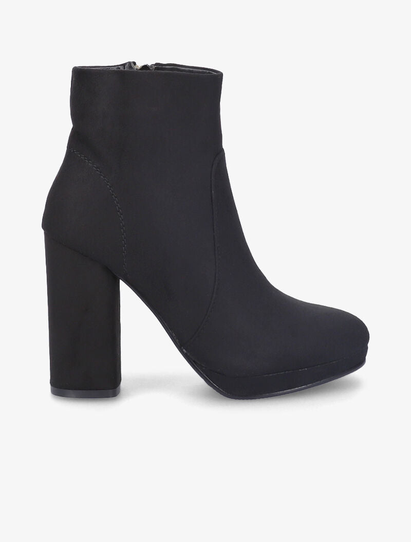 Bottines en suédine à talon haut - Noir - 5