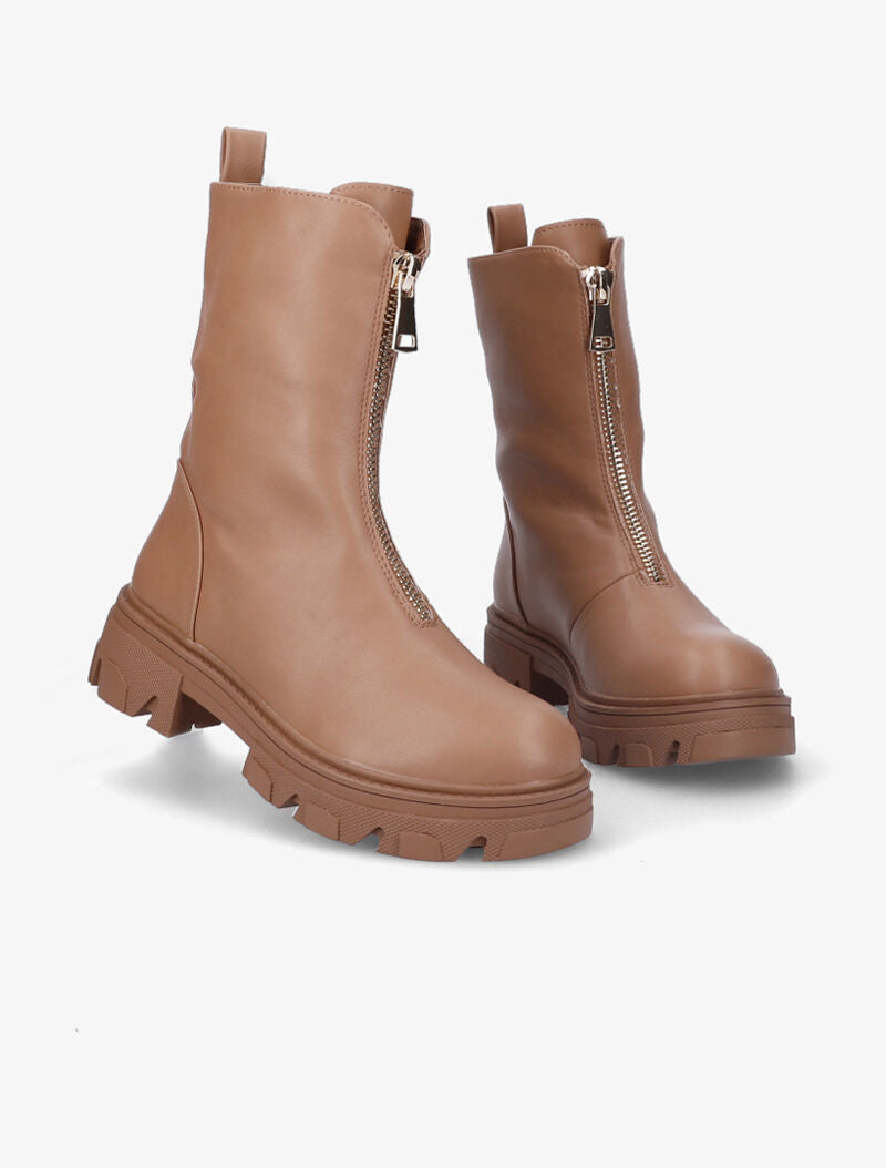 Bottines montantes à zip - Camel - 5