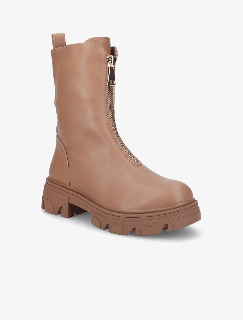 Bottines montantes à zip - Camel - 3