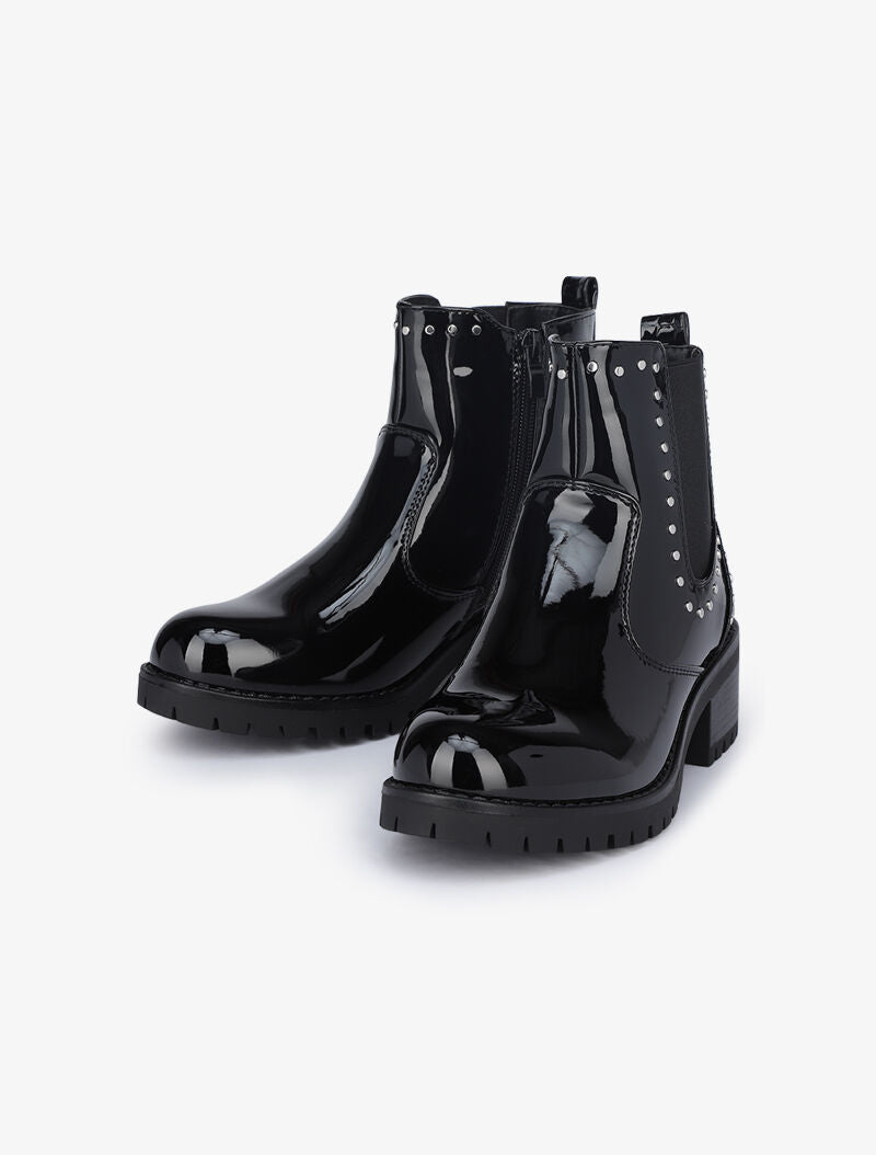 Bottines vernies à poinçons - Noir - 5