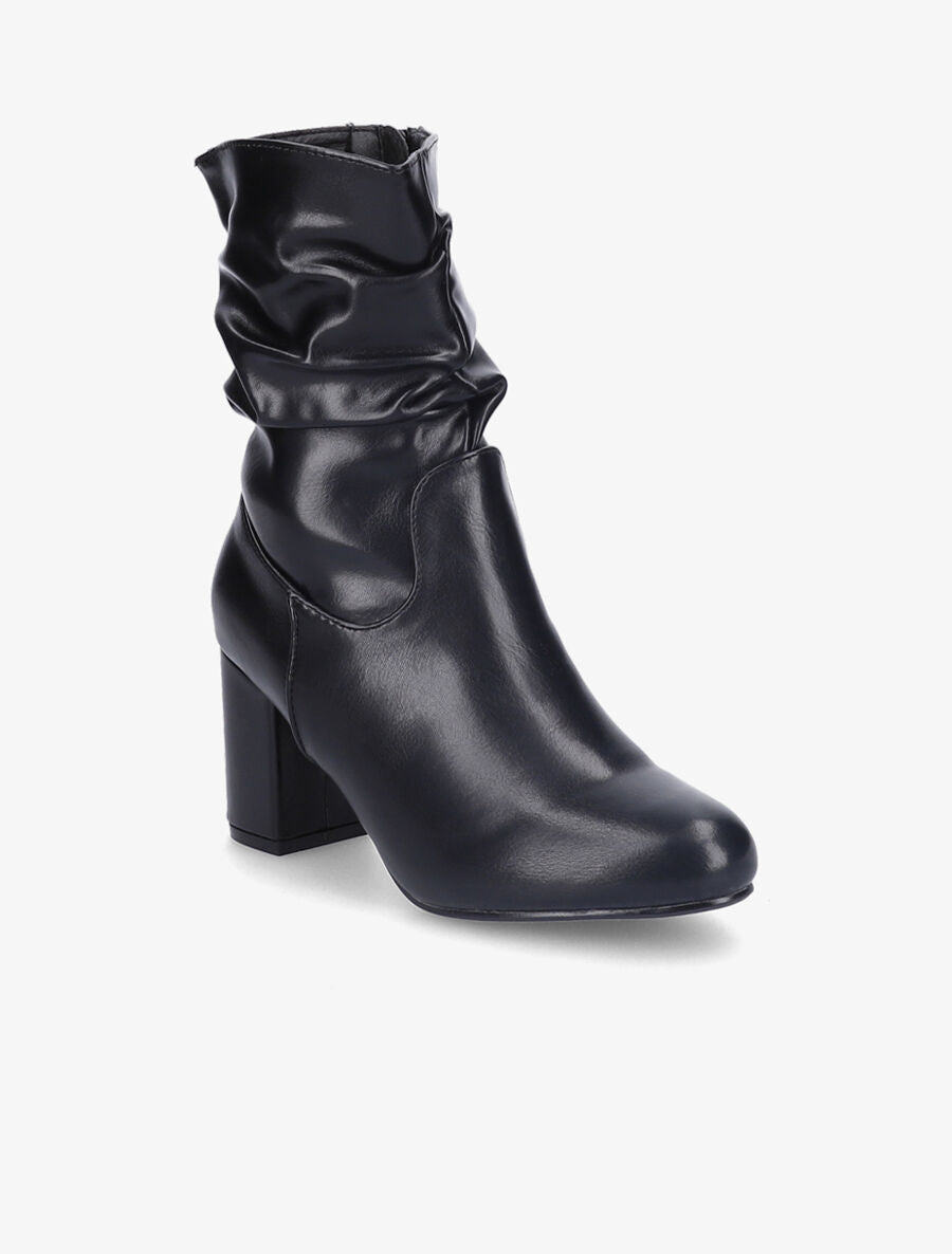 Bottines en simili à effet plissé - Noir - 3