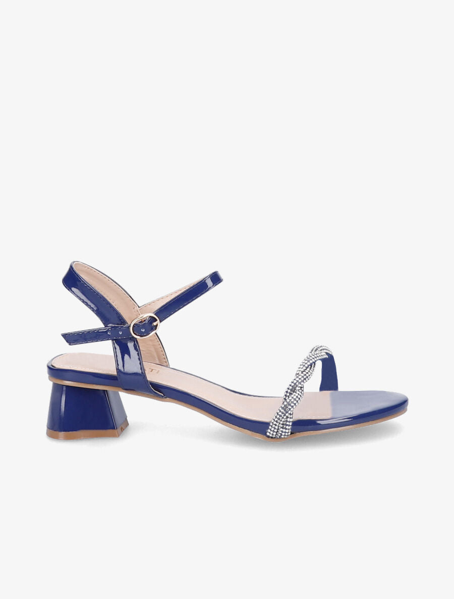 Sandales vernies à ganse en strass torsadée - Bleu - 5
