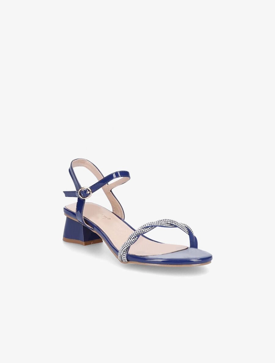 Sandales vernies à ganse en strass torsadée - Bleu - 2