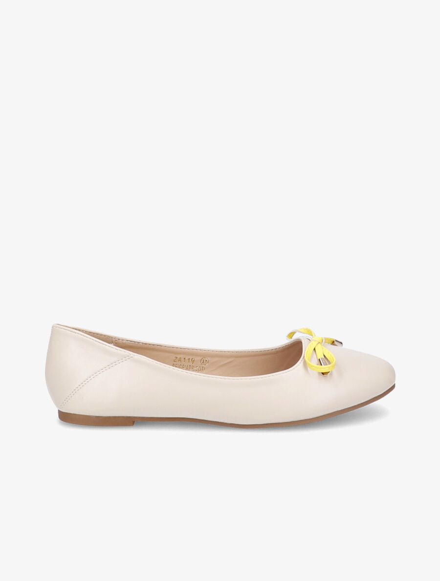 Ballerines à noeud contrastant - Beige - 1