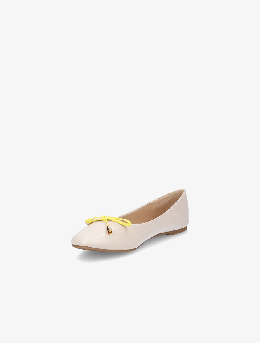 Ballerines à noeud contrastant - Beige - 3
