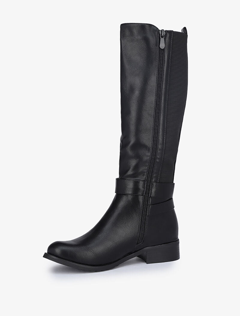 Bottes à bride et bandes élastiquées - Noir - 4
