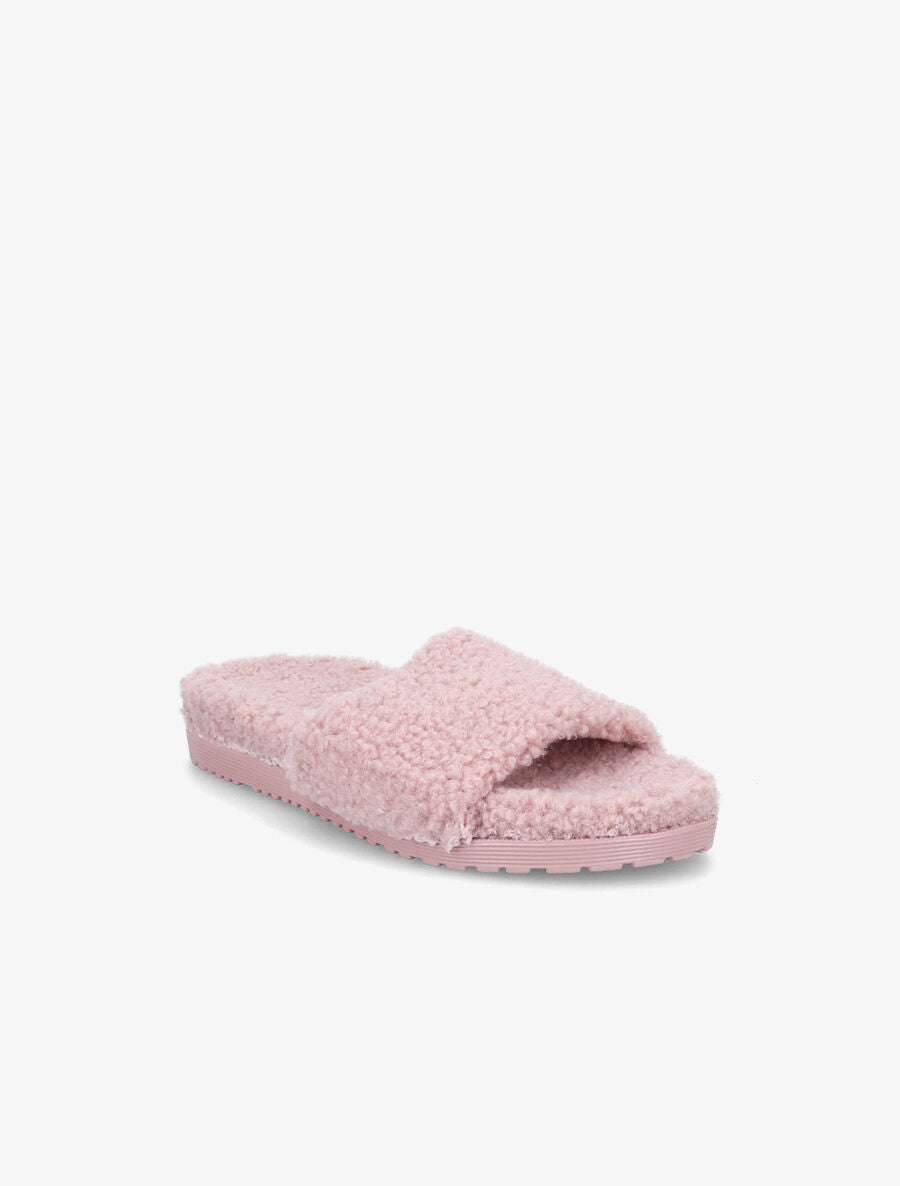 Claquettes effet laine bouclée - Rose - 2