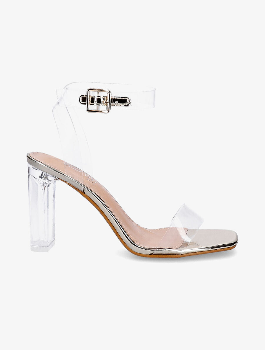 Sandales transparentes à talons - Or - 5