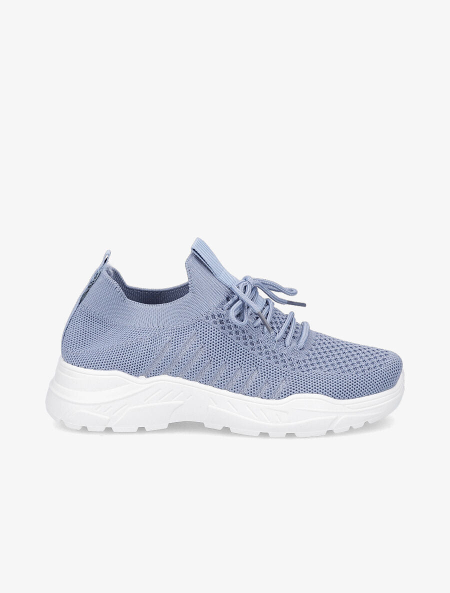 Sneakers à lacets en mesh - Bleu - 1