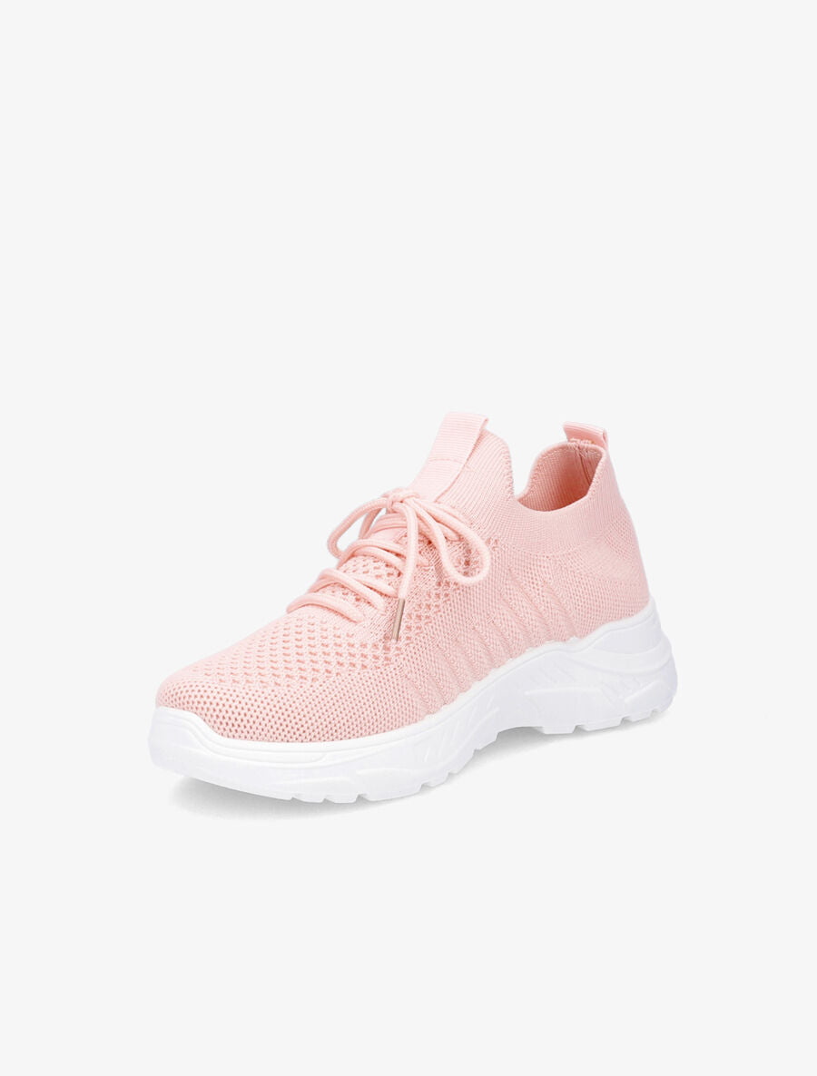 Sneakers à lacets en mesh - Rose pâle - 3