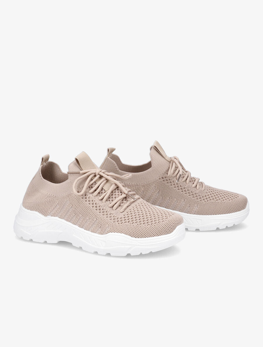 Sneakers à lacets en mesh - Taupe - 4
