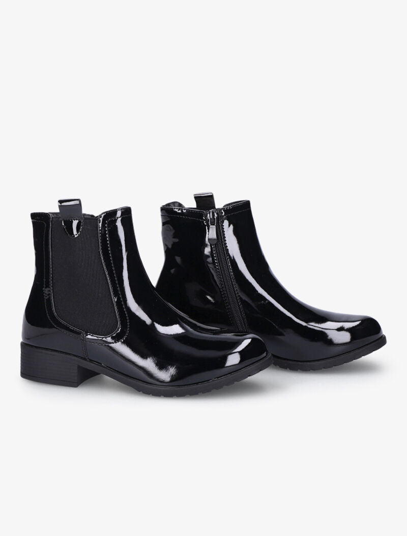 Bottines vernies à quartier élastiqué - Noir - 5