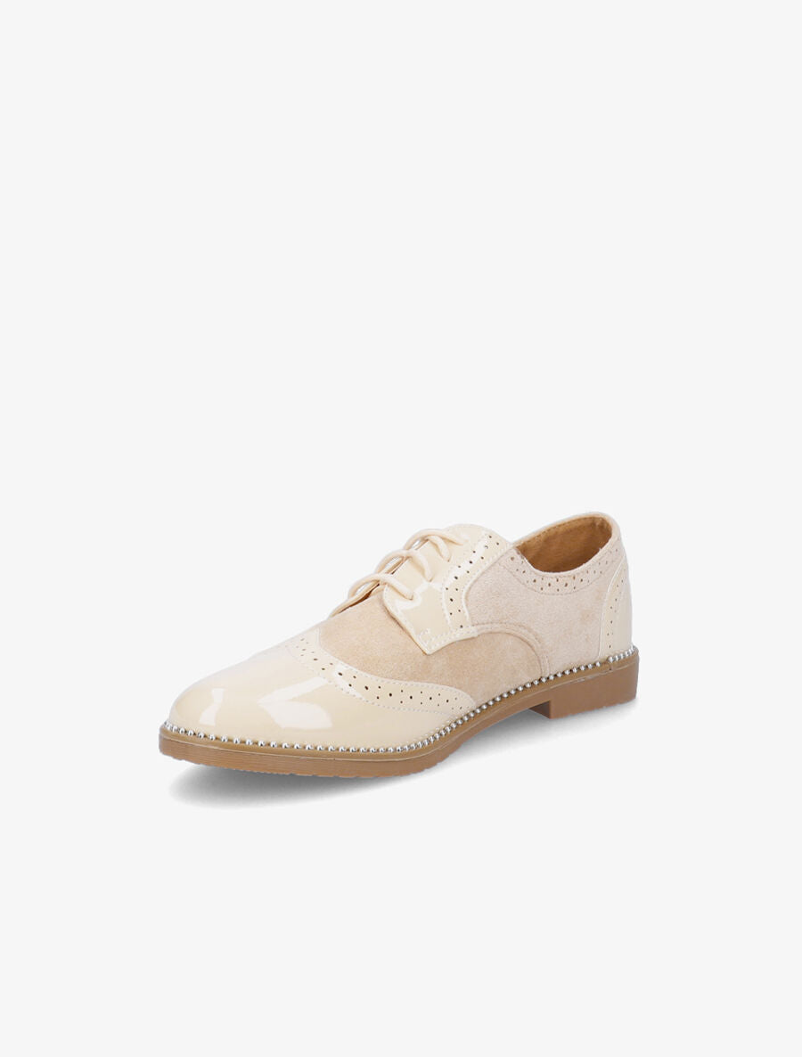 Derbies bimatière à bords cloutés - Beige - 3