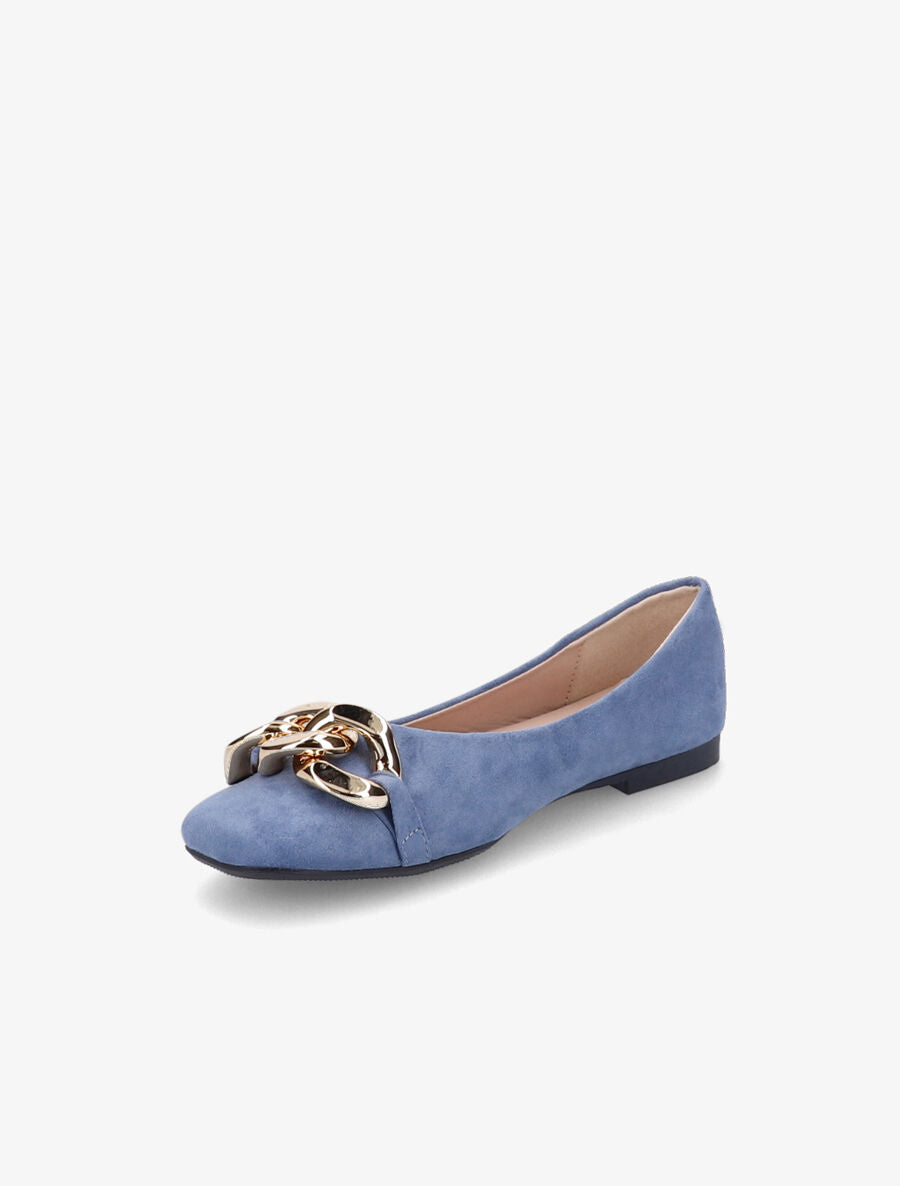 Ballerines à maillons et bouts carrés - Bleu charrette - 3