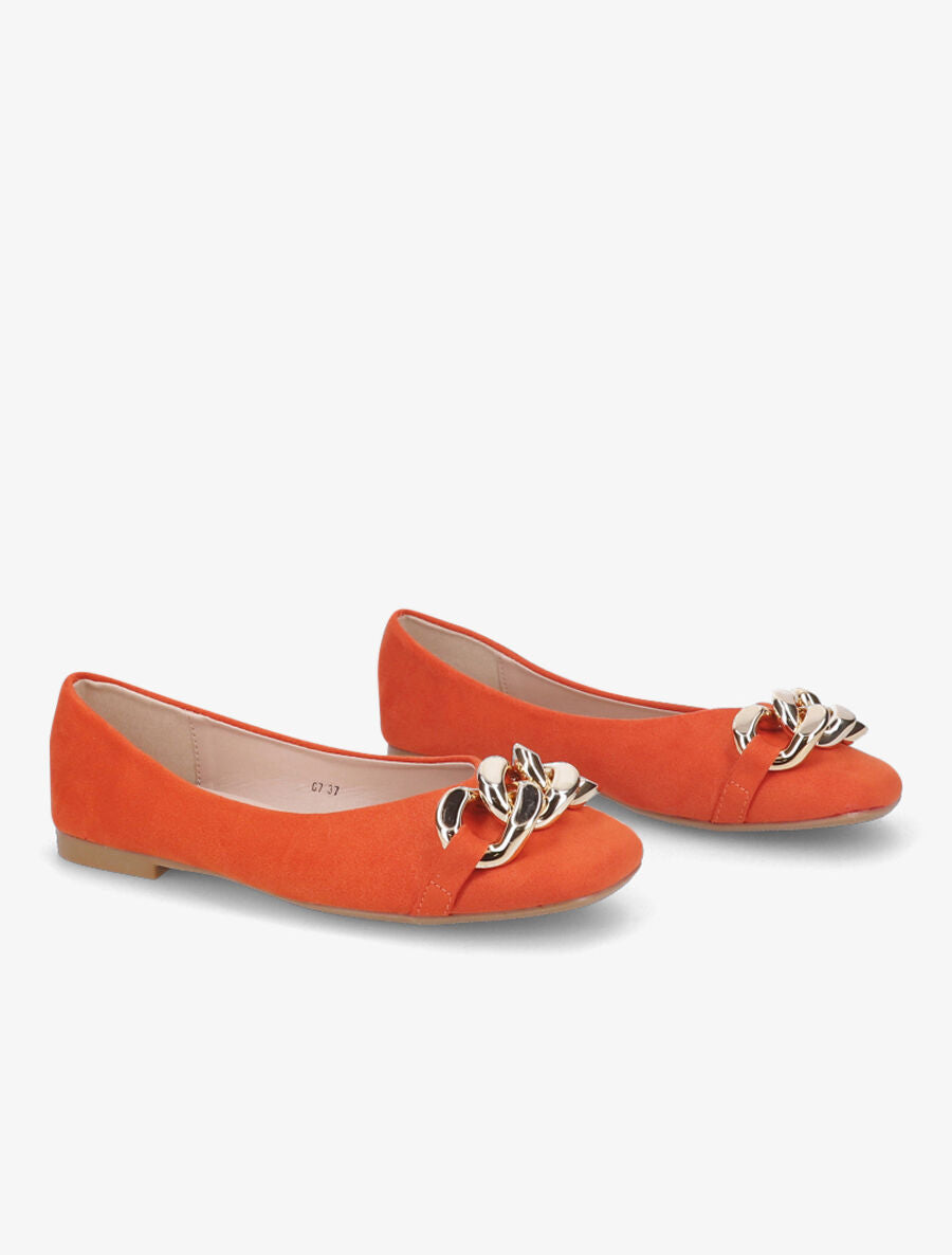 Ballerines à maillons et bouts carrés - Orange - 4