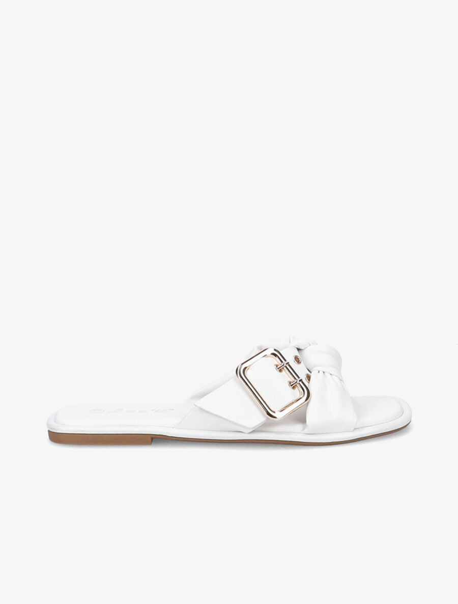 Mules à boucles métalliques et noeud - Blanc - 1